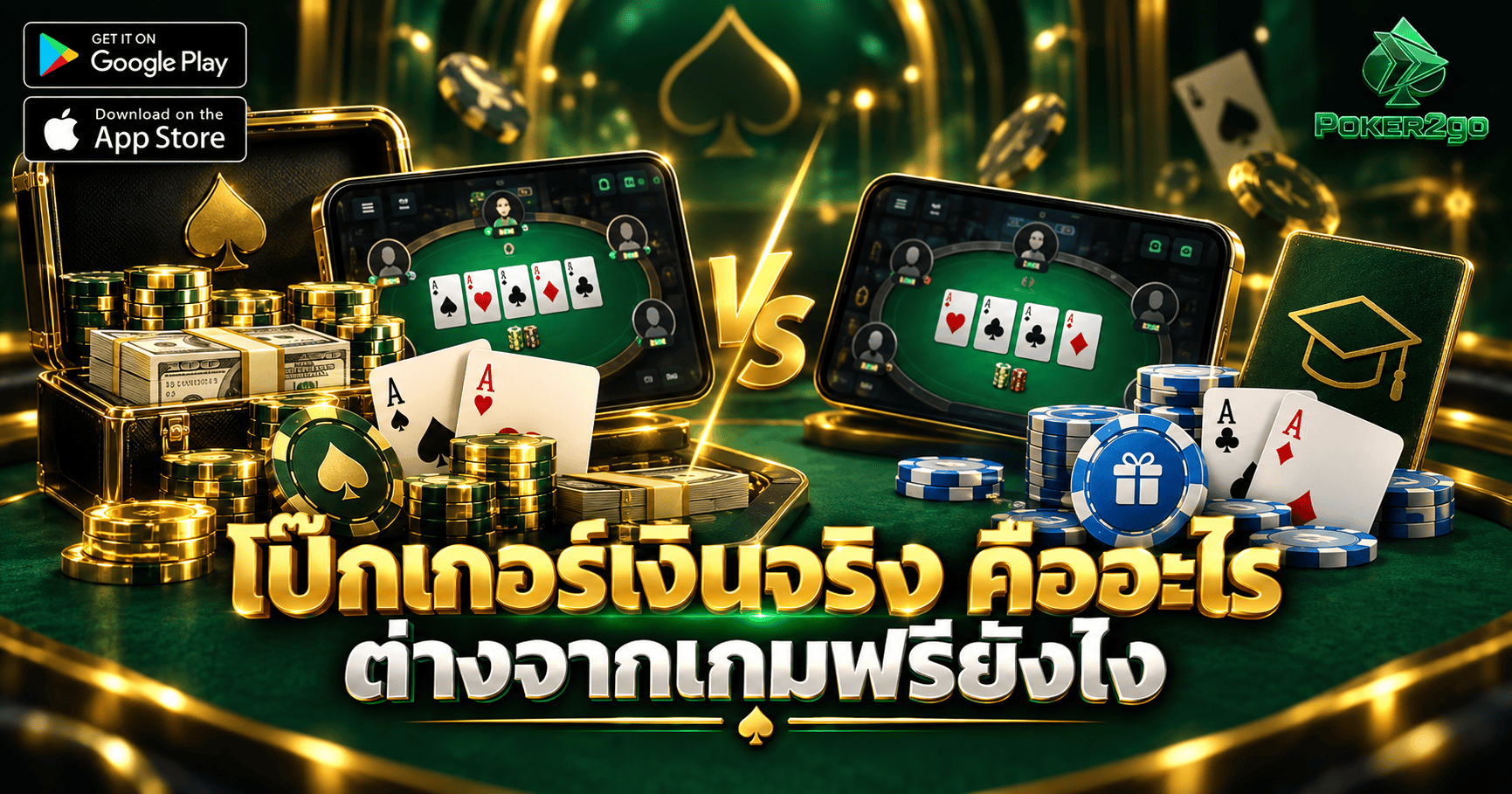โป๊กเกอร์เงินจริง คืออะไร ต่างจากเกมฟรียังไง
